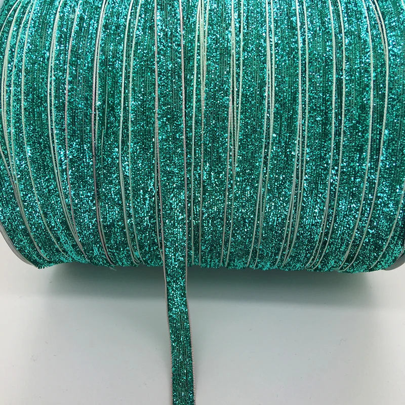 

Free shipping 5 yards 3/8 "10mm Cyan Glitter Velvet Ribbon Headband Clips Bow Decoration #RS-10