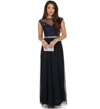 Marineblau Frauen Kleid Sleeveless Aus Chiffon Und spitze Eine Linie Robe Longue Femme Soiree Lange Afrikanische Abend kleider