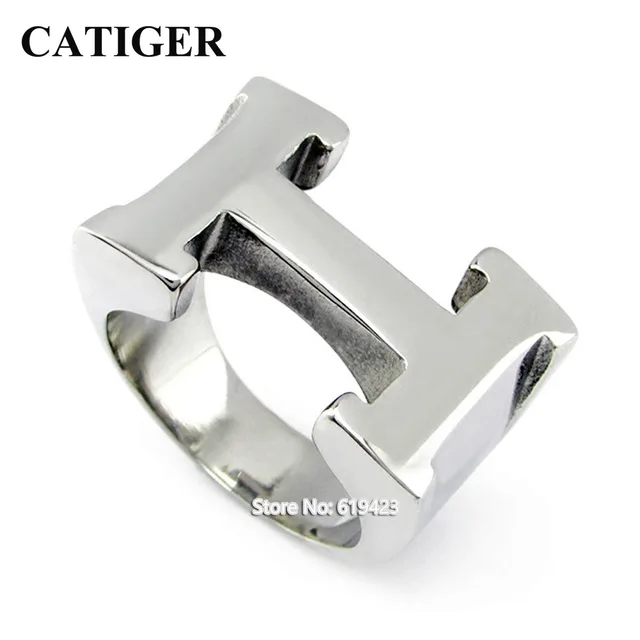 online shop punk 316l stainless steel h letter biker ring for man biker letter rings