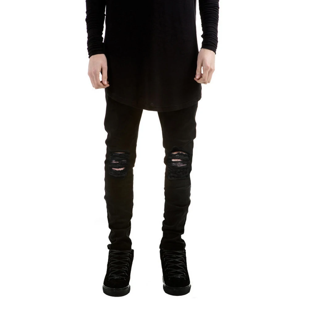 Mogatang мужские Джинсы Ripped Моды Узкие Брюки Slim Fit Мужчины Прохладно с Отверстием