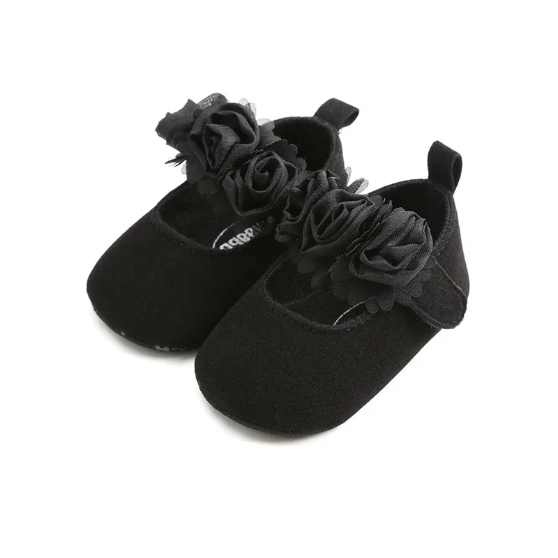 

New Cute Flower Newborn Baby Shoes Infant Prewalker Black Soft Sole Non-slip Cotton Toddler Girl Shoes Bebe Princess Shoes.CX72C