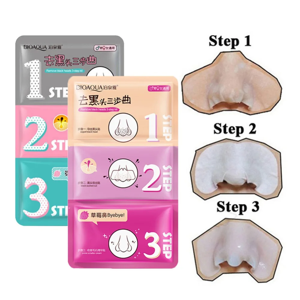 

BIOAQUA 1Pcs Beauty Pig Nose Mask Remove Blackhead Acne Remover Clear Black Head 3 Step Kit Skin Care korean Cosmetic