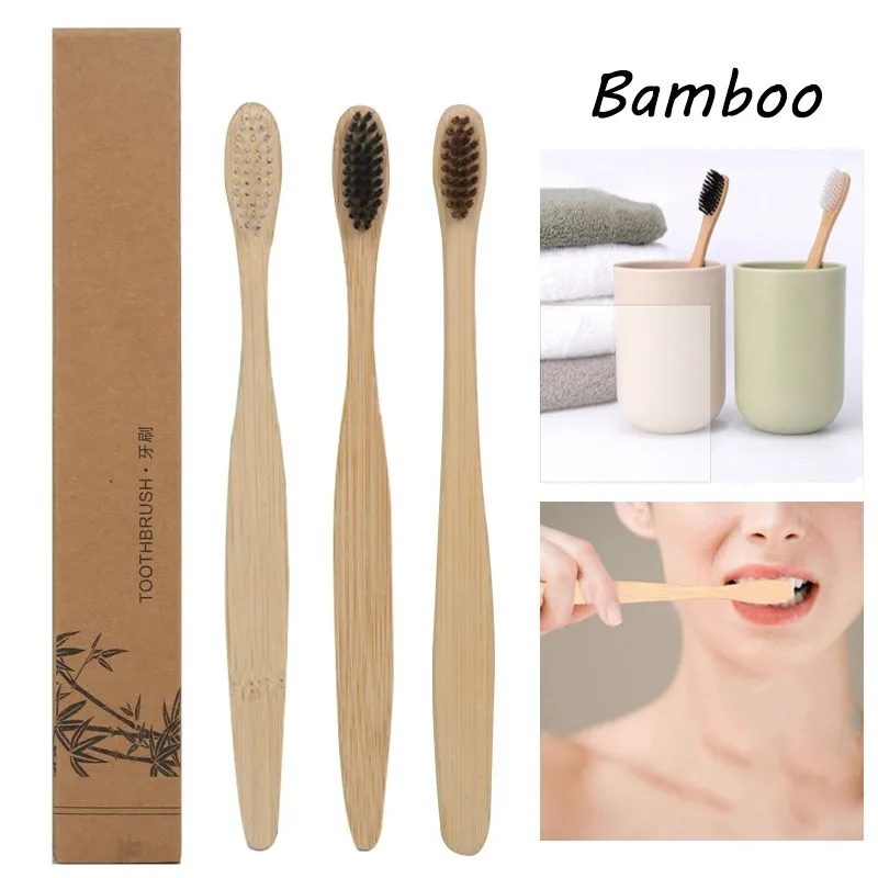 Natural Bamboo Handle Toothbrush Colorful Whitening Soft Bristle Bamboo Toothbrush Eco friendly Tooth Teeth Brush Oral 1