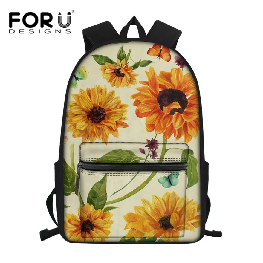 FORUDESIGNS/Школьный рюкзак для детей с принтом подсолнечника школьная сумка женский