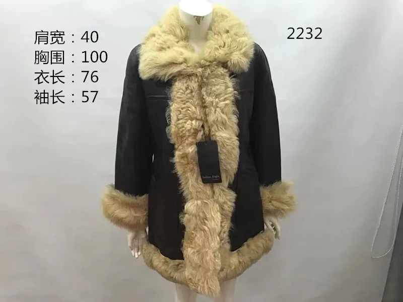 Винтажное Женское пальто из натуральной овчины, Натуральная шерсть, подкладка, женская зимняя куртка, коричневый цвет, Большая распродажа