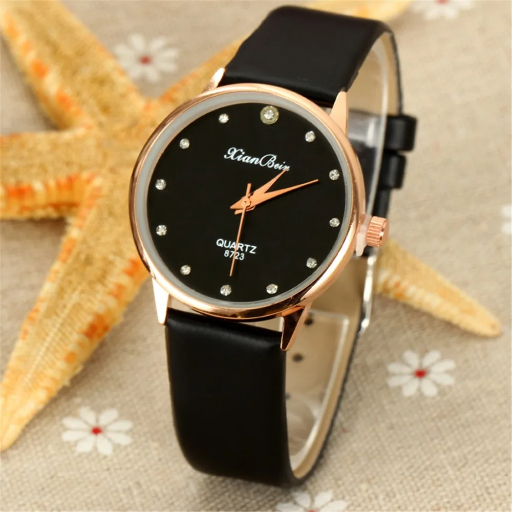 

Luxury Women Watches Rhinestone Crystal Wristwatch Female Quartz Watch High Quality Leather Strap Bracelet Relogio Women's Watch