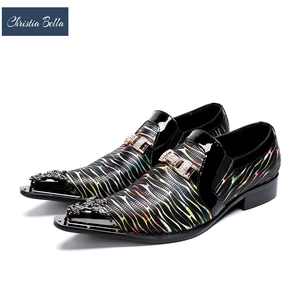 

Christia Bella New Fashion Designer Men Multicolor Genuine Leather Formal Shoes Italian Party Business Dress Shoes Large Size