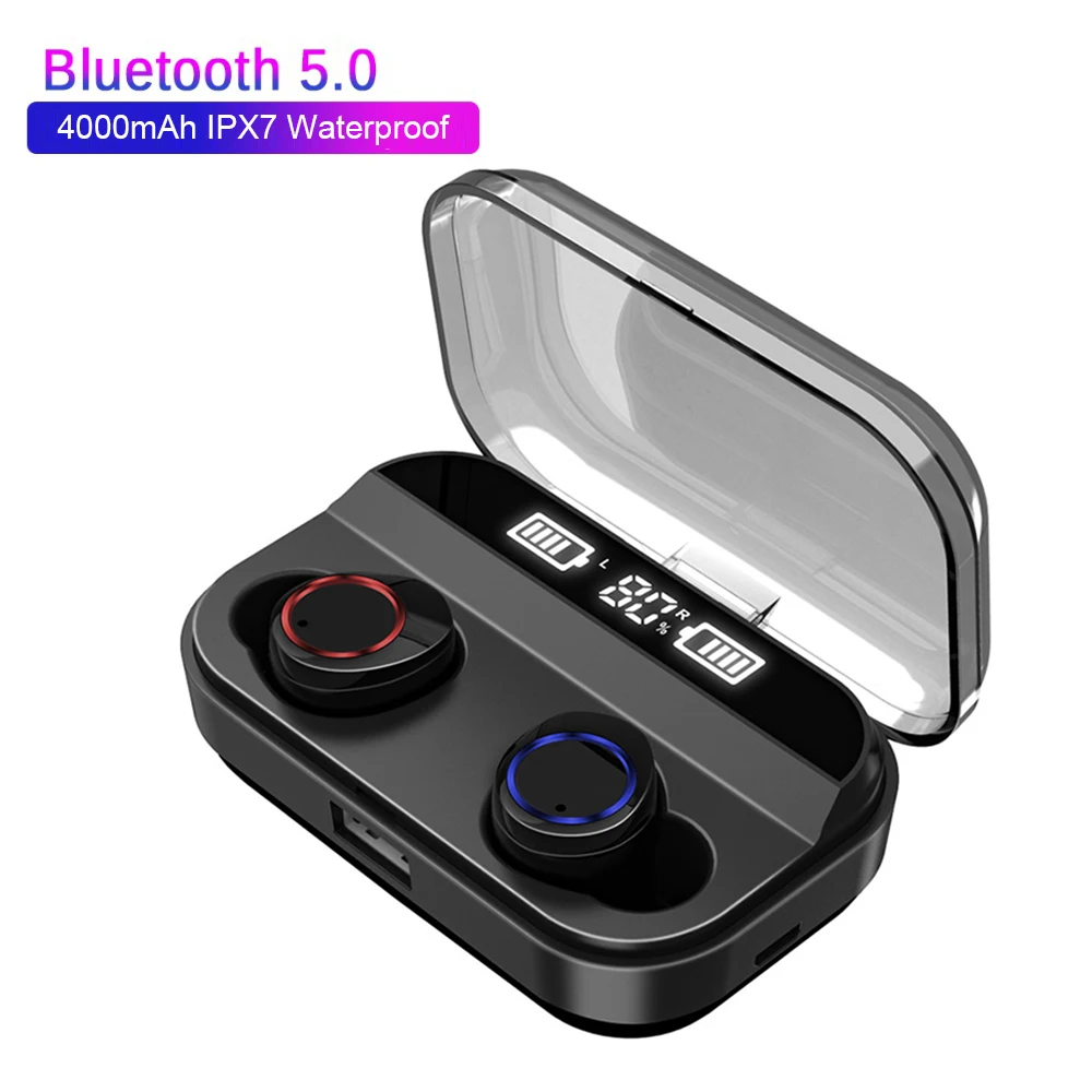 TWS Bluetooth 5.0 Earphone Wireless headphones IPX7 Waterproof Sport Earphones 4000mAh LED Display Smart Power Bank TWS Bluetooth 5.0 Earphone Wireless headphones IPX7 Waterproof Sport Earphones 4000mAh LED Display Smart Power Bank