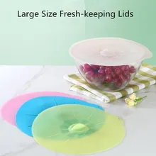 Большой размер мягкая силиконовая крышка Универсальная всасывающая крышка-чаша, сковорода насадка на крышку кастрюли силиконовая пищевая свежая чаша крышка кухонный инструмент-7