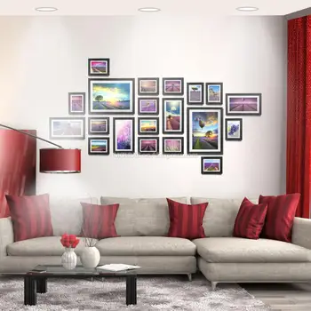 

MOLBAB Wood Photo Frame Gallery Wall 20PCS/Set Chic Originality Layout Modern Flat Moulding Border Wooden Picture Frames Decor