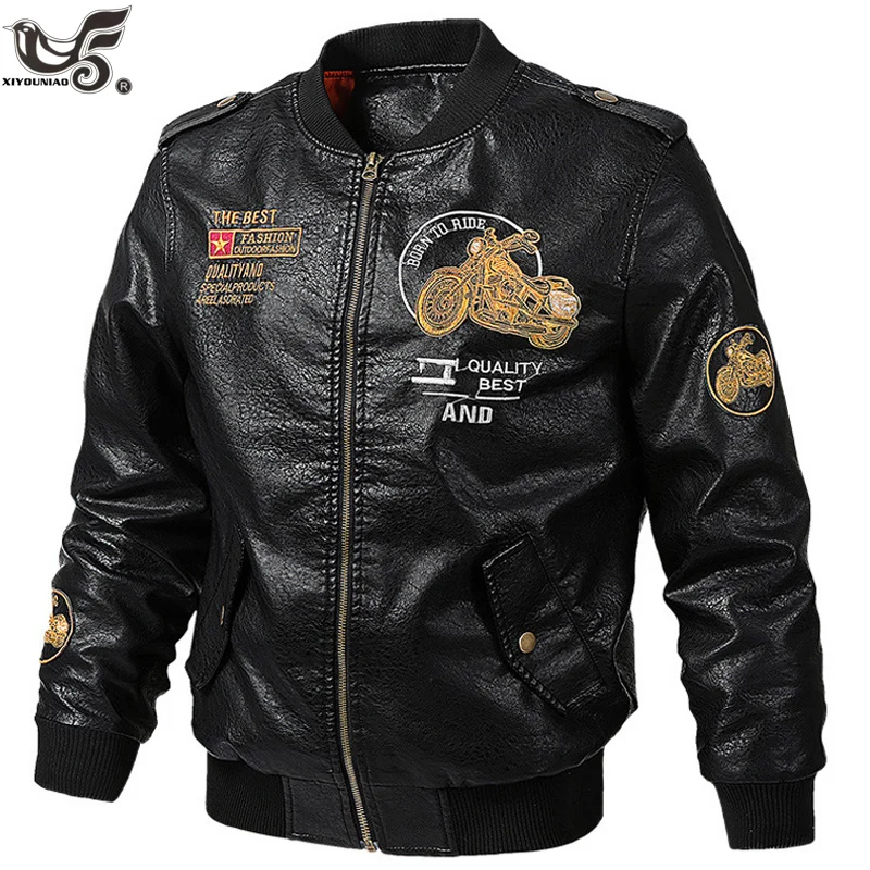 Chaqueta de cuero para motocicleta para hombre, abrigos de cuero masculinos, de marca, de talla grande 5XL 6XL