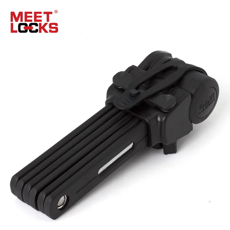 

MEETLOCKS Folding Bike Lock, Ultra Strong Harden Steel Alloy Metal Bone With Plastic Coating, 69Cm Length, Steel Bicycle Lock