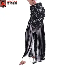 Женский сексуальный костюм для танца живота, этнический шарф с кисточками на бедрах, цветочный женский пояс для танца живота, юбка с бахромой, 6 цветов