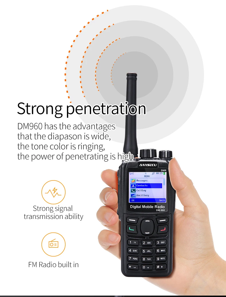 Anysecu DM960 DMR цифровой UHF 400-480 MHz Walkie Talkie Совместимость с MOTOTRBO двухстороннее радио DM-960