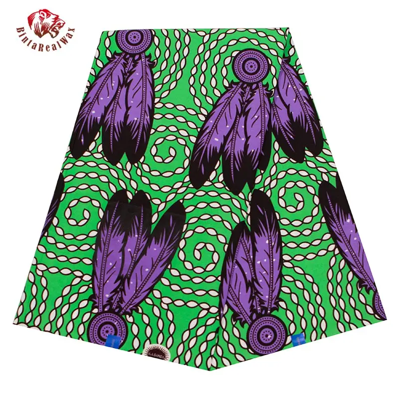 Новая мягкая хлопковая ткань модная африканская восковая ткань с принтом зеленый и фиолетовый Анкара Африканский батик ткань для вечернего платья 40fs1302