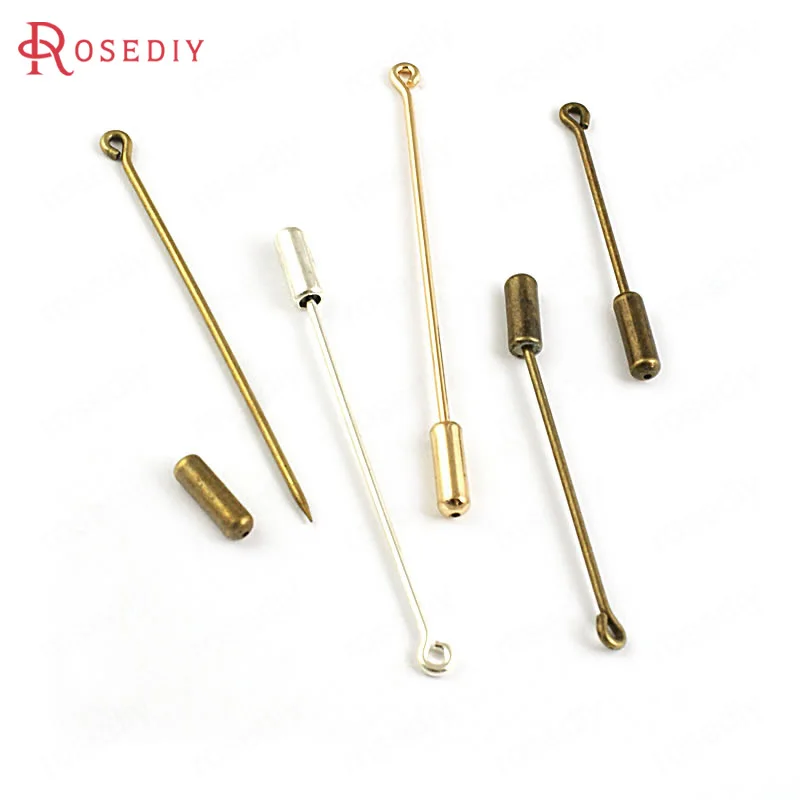 (28452)30PCS Pin 35MM 45MM 60MM with Stopper Brass Sharp Eye Pins
