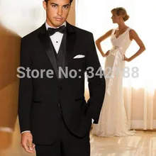 Индивидуальный заказ черный Жених смокинг с лацканами с острыми углами Женихи Для мужчин мужской свадебный костюм(куртка+ штаны+ галстук-бабочка+ жилет) для маленькой девочки H504wedding Для мужчин одежда