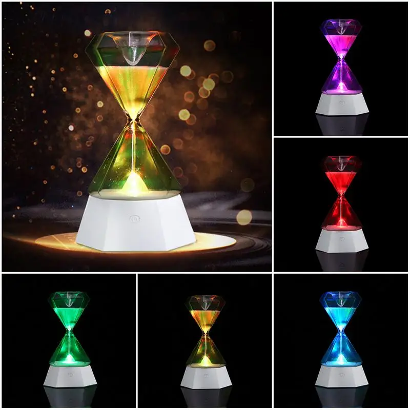 Hourglass Shaped 15 Minutes Timer Night Light Color Changing USB