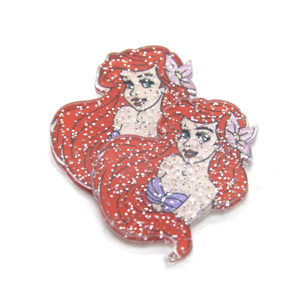 Cartoon Animal Transparent Glitter Planar Resin Acrylic For HairBow DIY Decoration Crafts Accessories 5pcs,5Yc6001