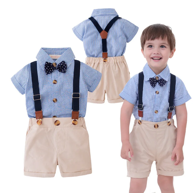 Baby Boys toddler Kids Casual Party suit bow tie romper toddler