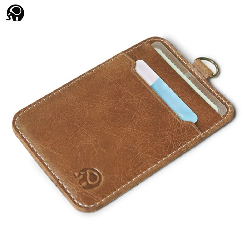 Винтажный кожаный бумажник для карт, мужской чехол для кредитных карт, маленькая упаковка для карт, бизнес-банк, держатель для карт, тонкий удобный карман для наличных денег - Цвет: Brown