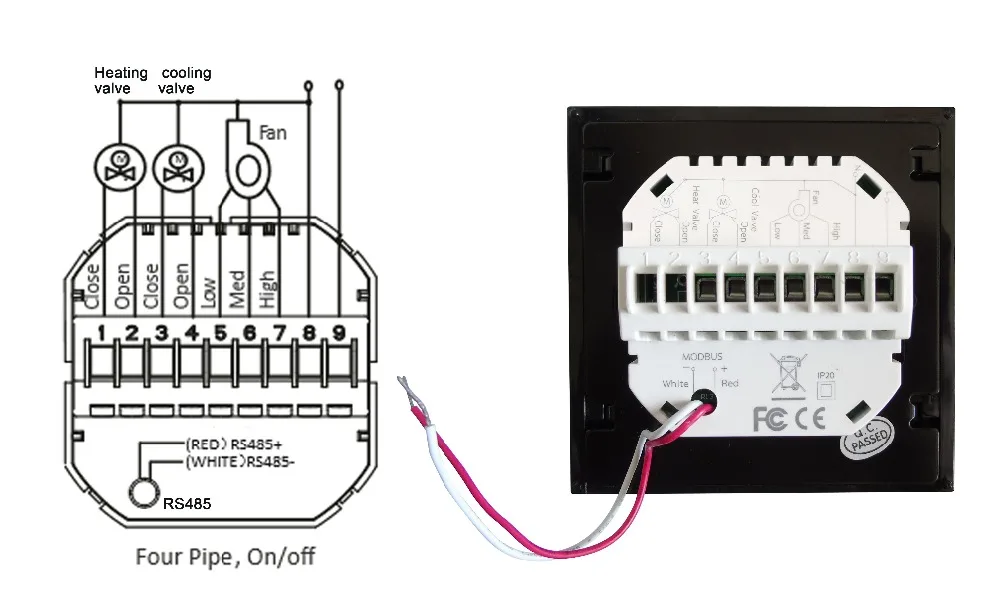 HESSWAY 3 скорости RS485 rtu MODBUS термостат контроль AC95-240V, 24AC для умный крутой переключатель отопления