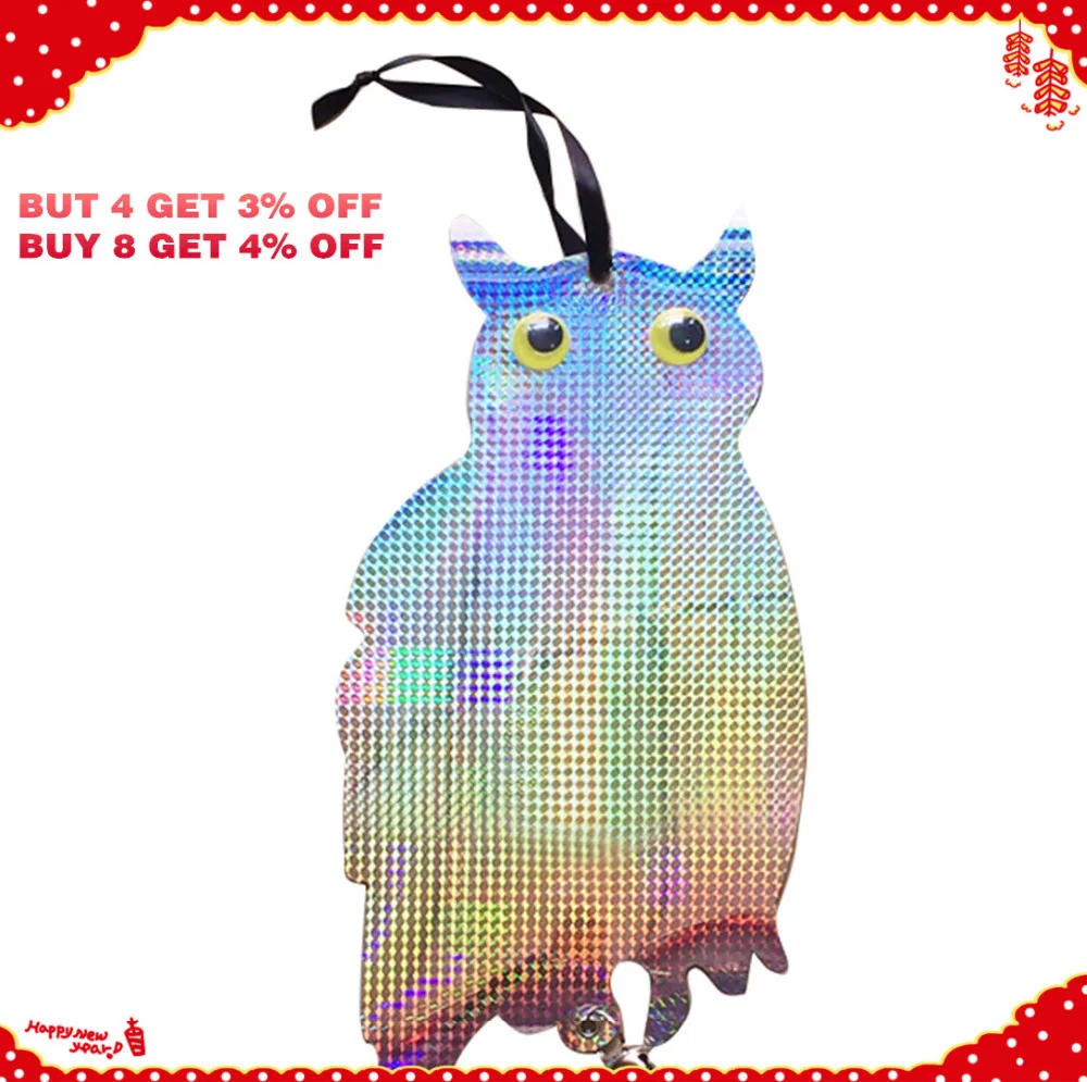 

VICTMAX Reflective Owl Decoy Bird Repellent Driven Flashy Scarecrow Bird Deterrents with Tinkling Bells Pest Control 2 Types