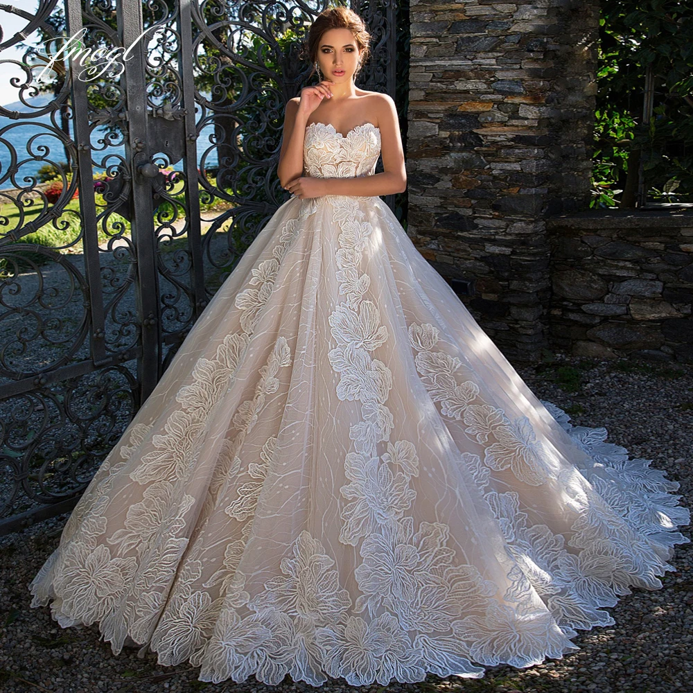 Женское свадебное платье с открытой спиной Fmogl Vestido De Noiva кружевное