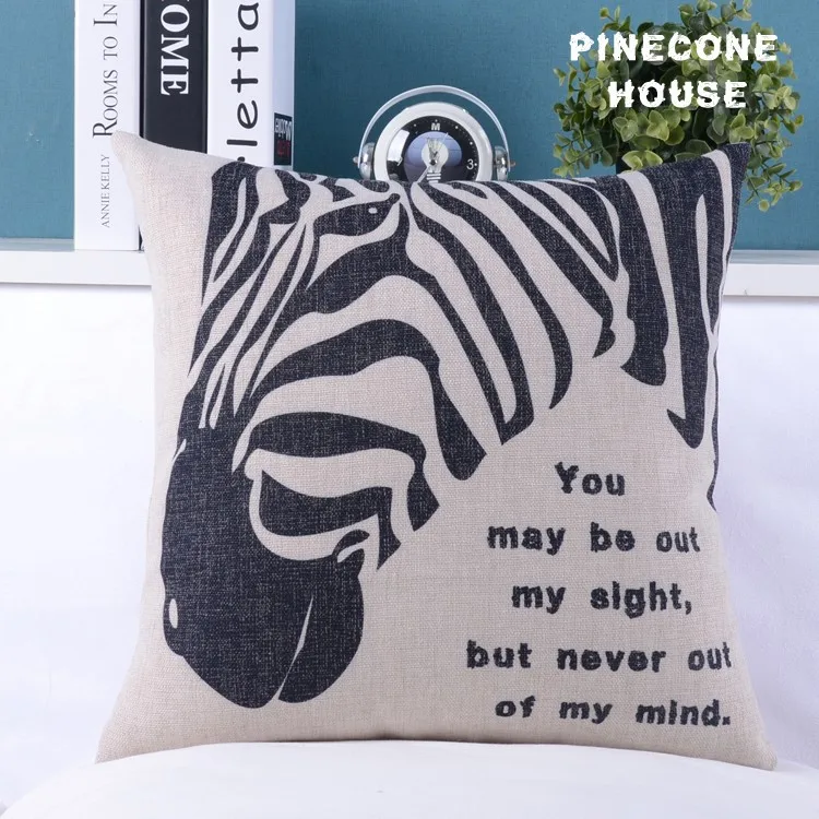 Black And White Vintage Pillows For Decorative Cotton Linen Horse