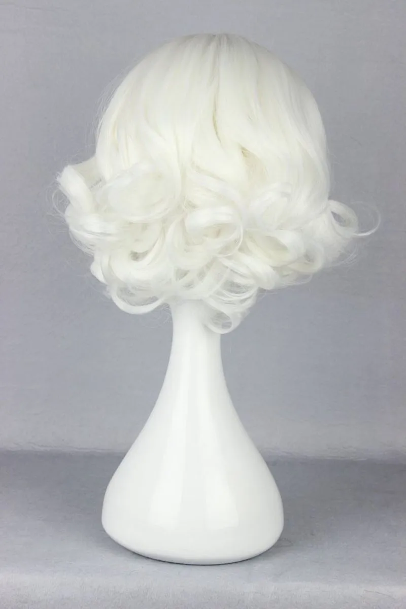 short white curly wig