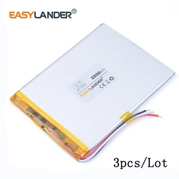 

3pcs /Lot 3-wire 475590 2500mAh 3.7v lithium Li ion polymer rechargeable battery For DVR MP5 Speaker E-book tablet pc psp PAD
