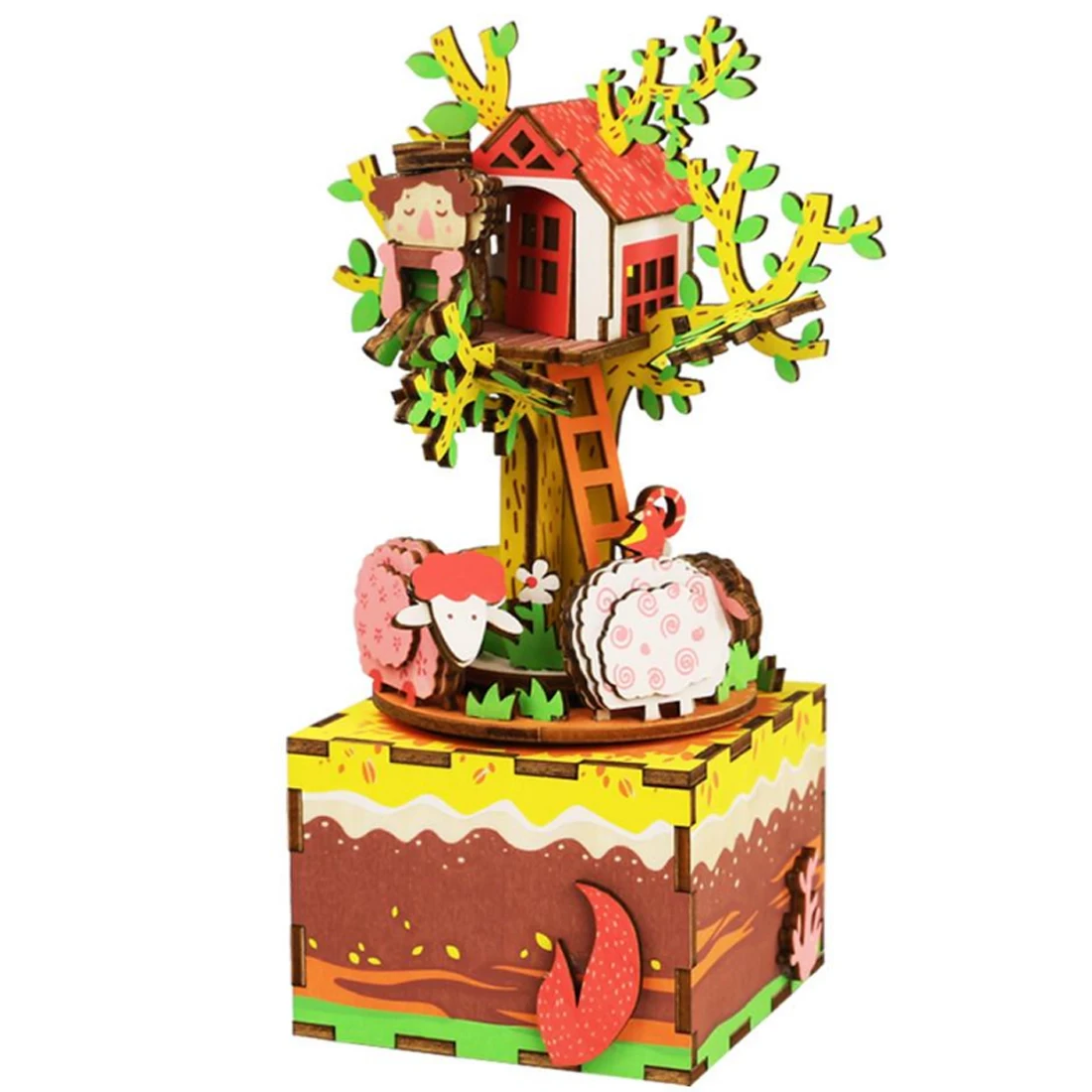 

Tree House Theme Shape 3D Puzzle Building Blocks DIY Music Box Stem for Home Decoraction Sets Learning Education Toys For Kids