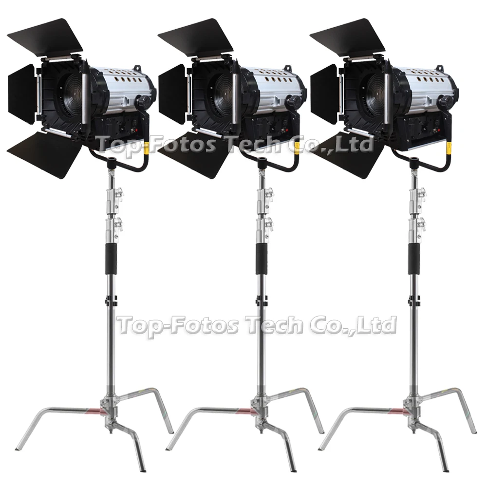 

ALUMOTECH 3PCS Bi-color V-lock LED 200W Fresnel Dimmable Wireless Remote Spotlight & Stands