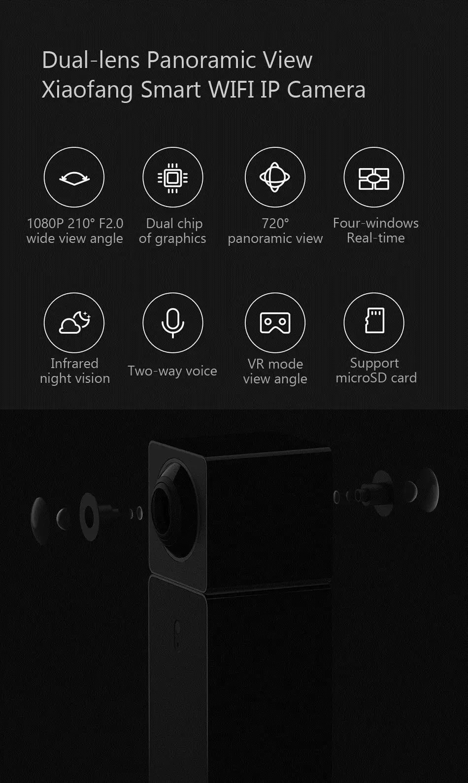 Xiaomi Hualai Xiaofang 1080P Dual Lens Panoramic View Smart WIFI IP Camera Xiaomi Smart Home