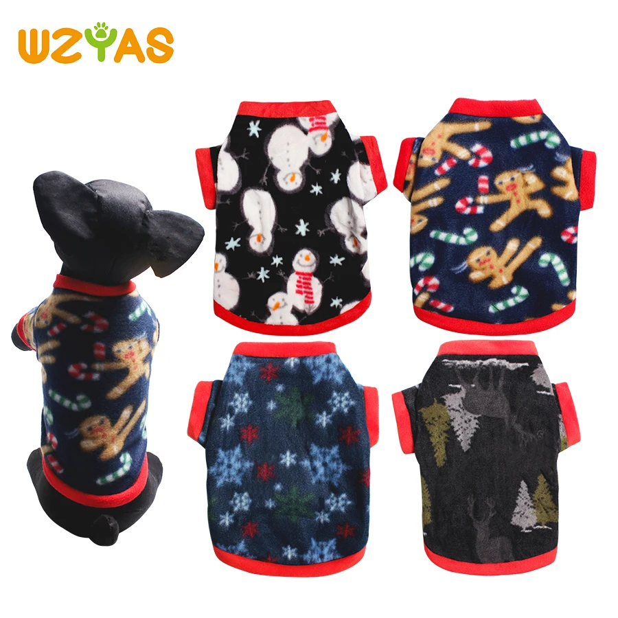 

Warm Dog Coats For Pug Dog Clothes Autumn Winter Two Feet Snowflakes Christmas Features Snowman Printed Ropa Perro Mediano XS-L