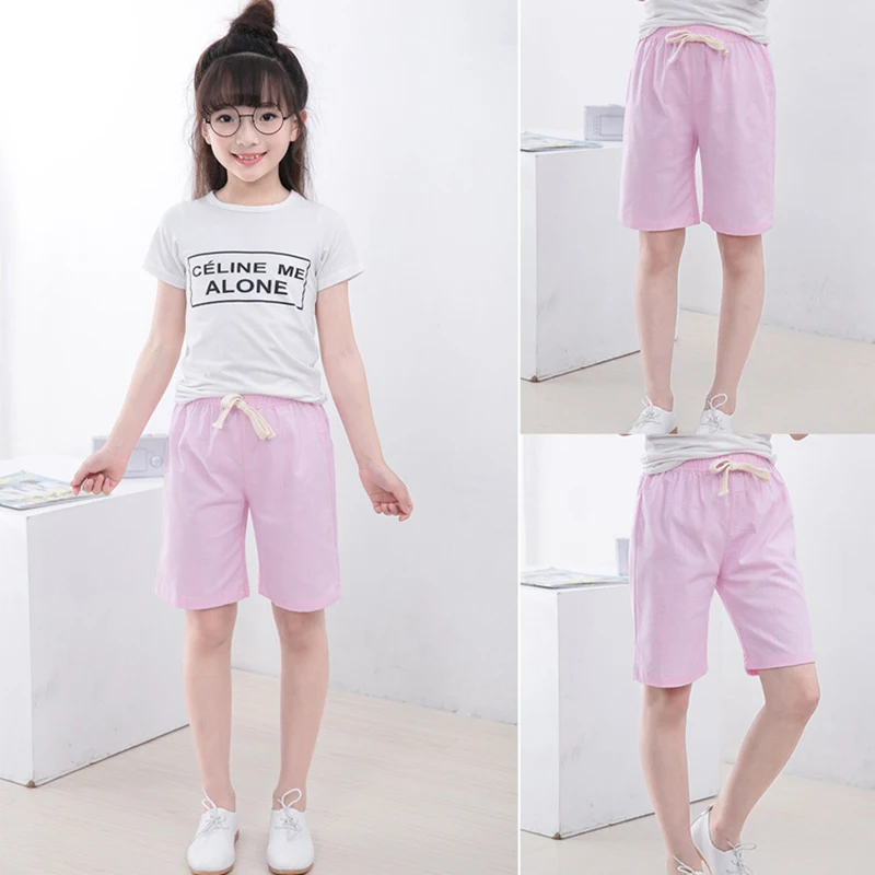 2-10 Yrs Kids Boys Knee Length Shorts Girls Summer Beach Loose Cotton&Linen Pants