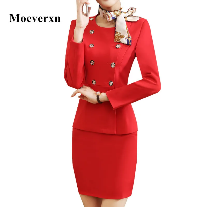 

Womens Fitted Blazer and Skirt Suit Set Temperament Short Sleeve Ruffle Blazers + Slim Skirt Office Ladies Plus Size Uniforms