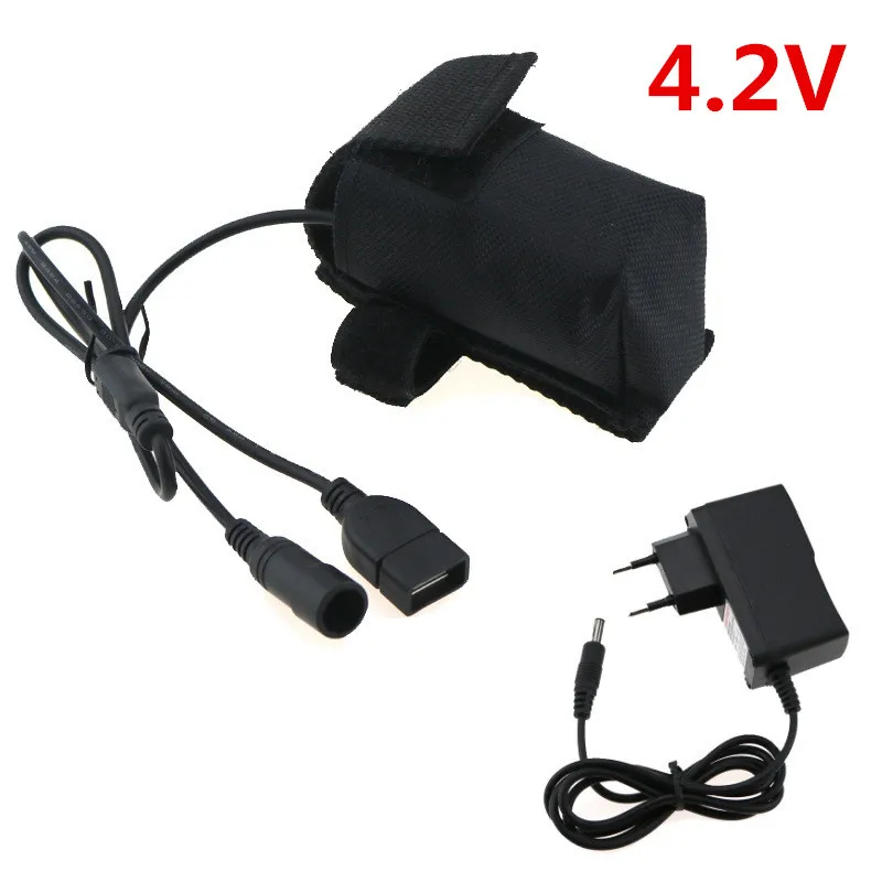 

4.2V 6400mAh Rechargeable 4x18650 Battery Pack with DC & USB Ports for Bicyle Light / Mobile Phones + 4.2V Battery Pack Charger