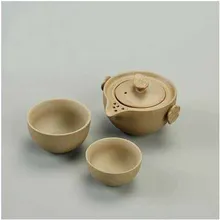 Горячая грубой керамики быстрая чашка кунгфу Путешествия Чайный сервиз один горшок и две чашки белого цвета tieguanyin принадлежность для чая