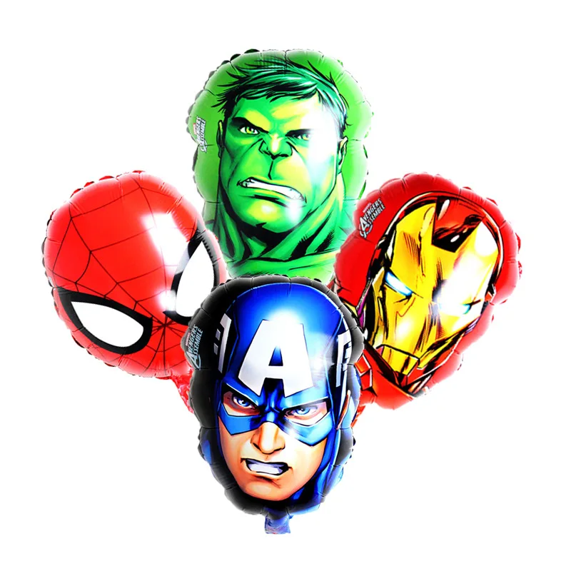 4 шт./лот, воздушный шар в виде головы Капитана Америки, Халка, Человека-паука, Железного человека, воздушные шары с героями Мстителей для мальчиков на день рождения, Декор, игрушки - Цвет: Mix 4pcs