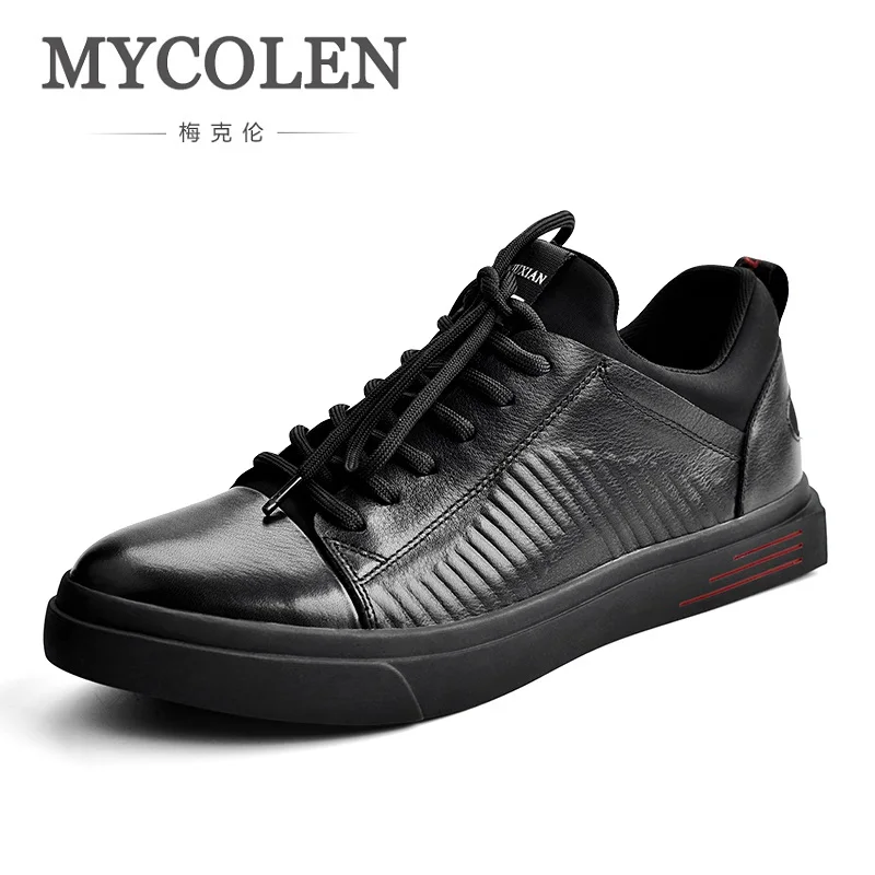 

MYCOLEN Men Genuine Leather Shoes Fashion Casual Skateboard Shoes Luxury Brand Designer Cowhide Flats Shoes Sepatu Kulit Pria