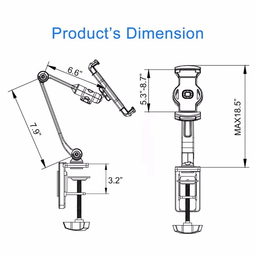Adjustable Tablet and Phone Holder for 6-13 Inch Devices - Table, Desk, Kitchen, Office Stand image 6