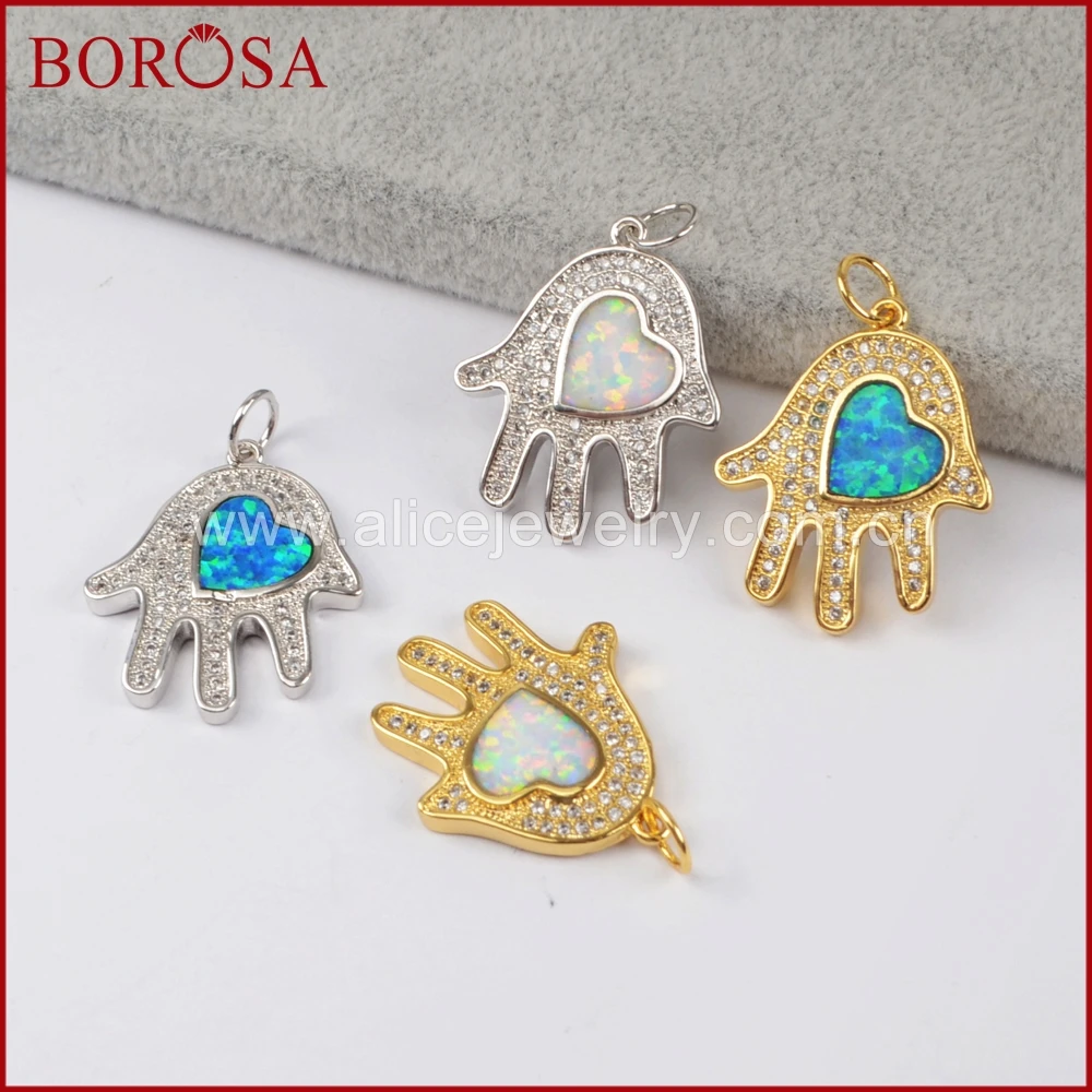 BOROSA золото/серебро Цвет Хамса ручной Кулон Бусы CZ микро проложить красочные
