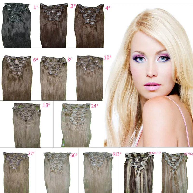 High Quality Clip in Hair Extensions 105 Grams 8 Pieces/set 20 inch
