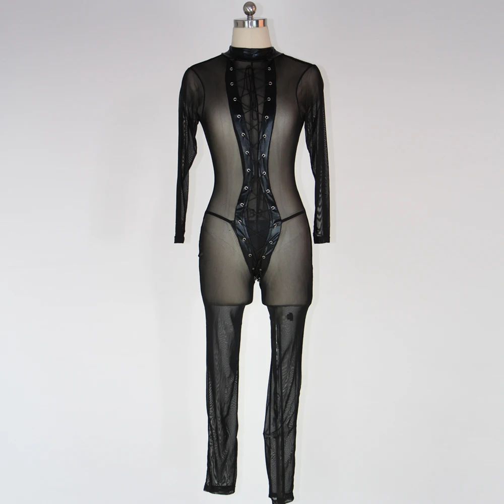 Женское боди в стиле панк черное модель W850709 2018|ladies bodysuits|bodysuit ladiescatsuit mesh |