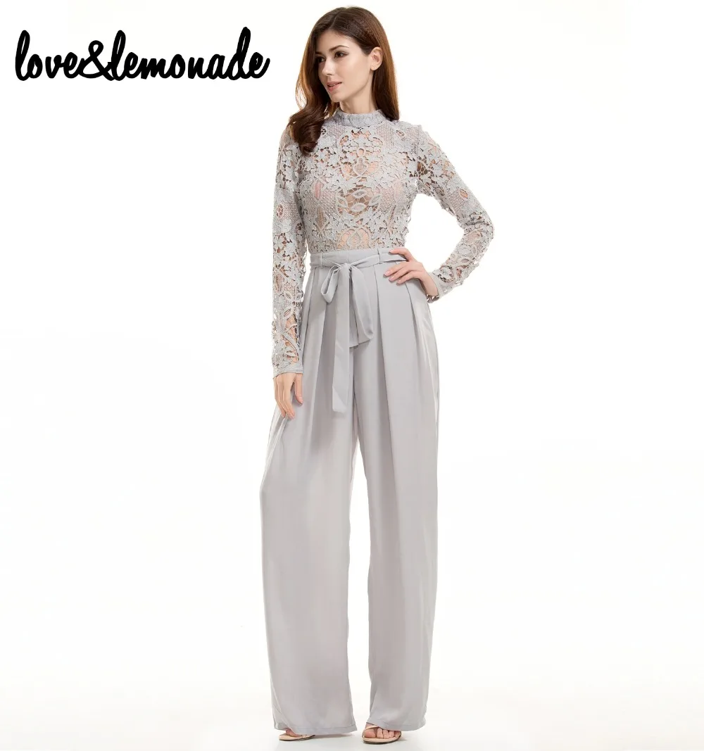 Love&Lemonade Lace High Necked Gray Straight Jumpsuits TB 9552in