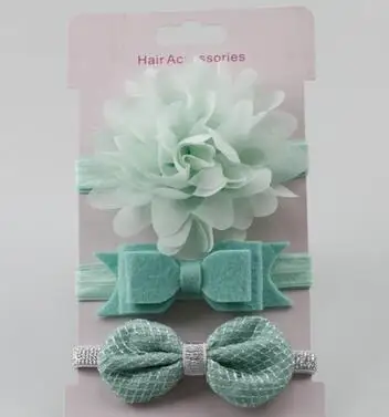 3Pcs Baby Elastic flower headband Headbands Hair Girls Bebe Bowknot Hairband Toddler Infants accessories set photography props green