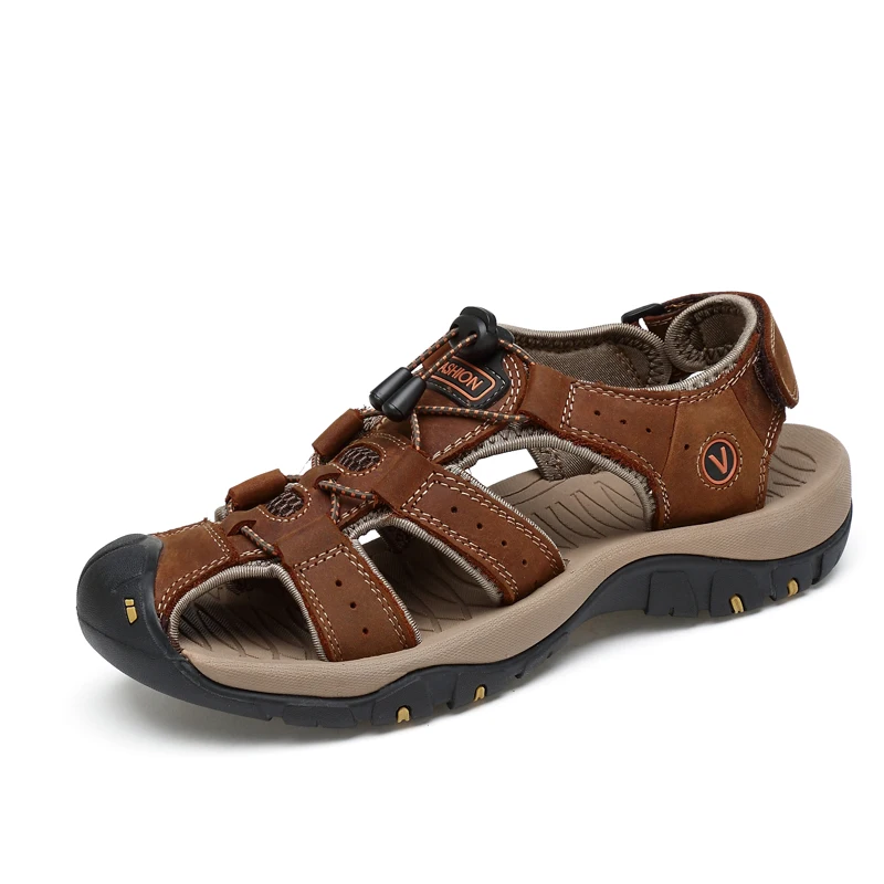 

E1 Mens Sandals Genuine Leather Crocse Clogs Men Sandalias Zapatos De Hombre Sandles Sandalet Summer Croc Shoes Sandals Men 2019