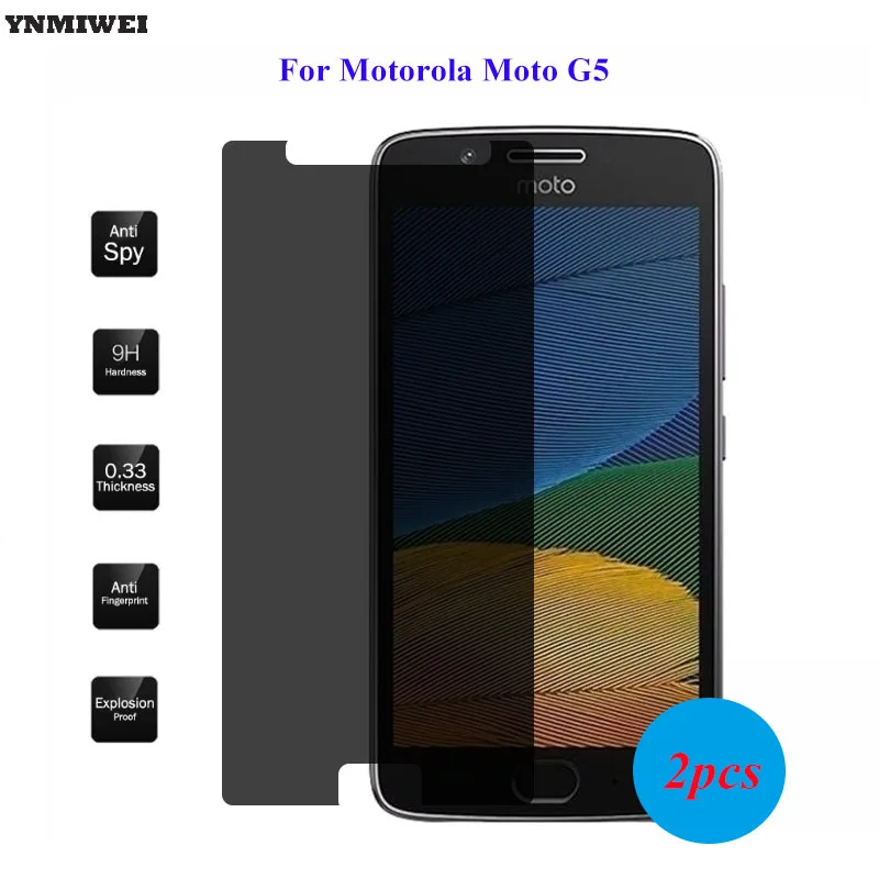 YNMIWEI 2 шт. закаленное Стекло для Motorola Moto G5 конфиденциальности Экран протектор motog5
