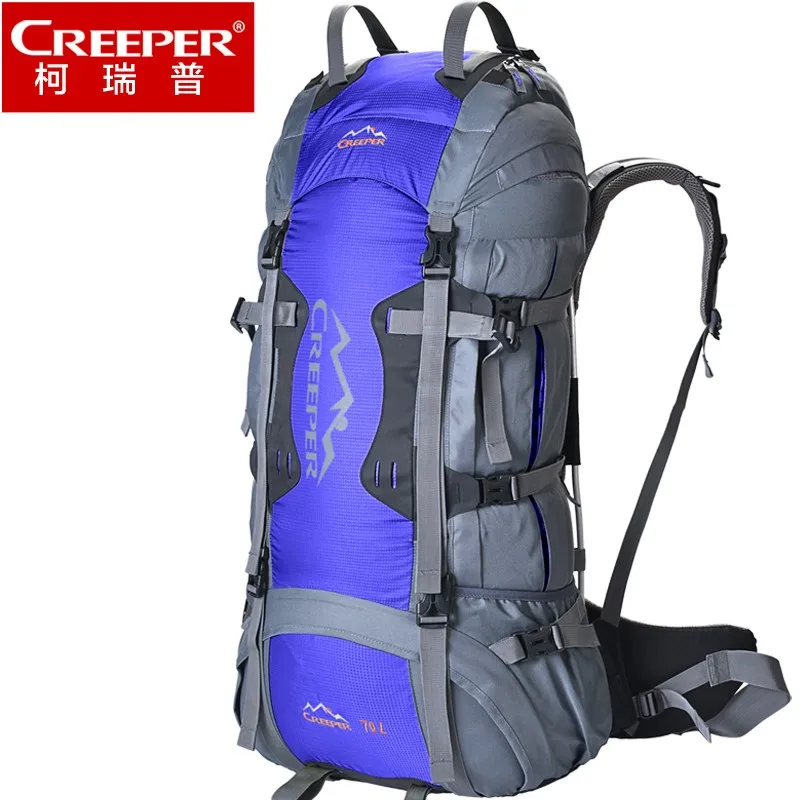

Creeper large camping hiking backpacks men outdoor sport bag trekking mountaineering travel backpack 70L rucksack add rain cover
